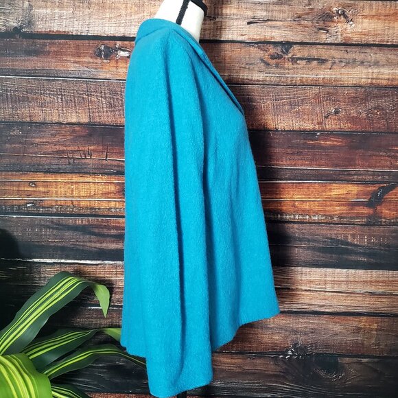 Chicos 100% Knitted Wool Teal Button Front Jacket Size 1 Medium - Picture 5 of 9